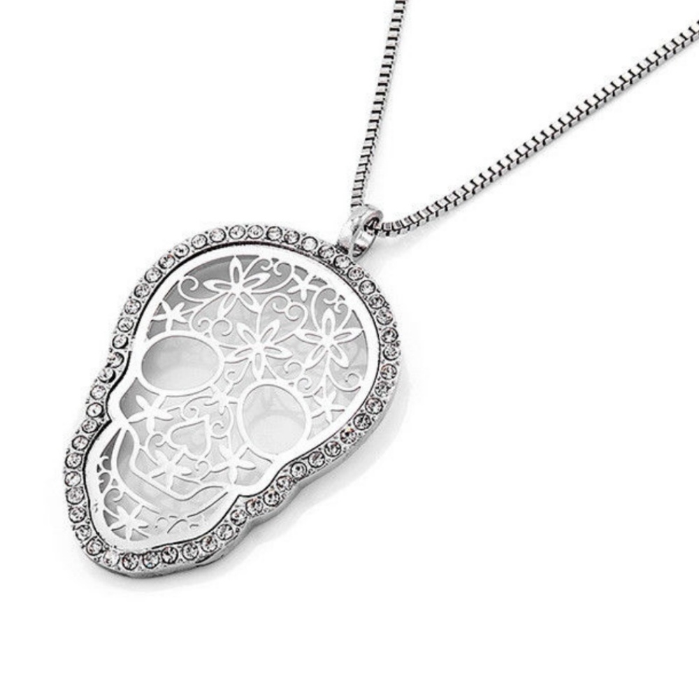 💀 Silver Sugar Skull Necklace